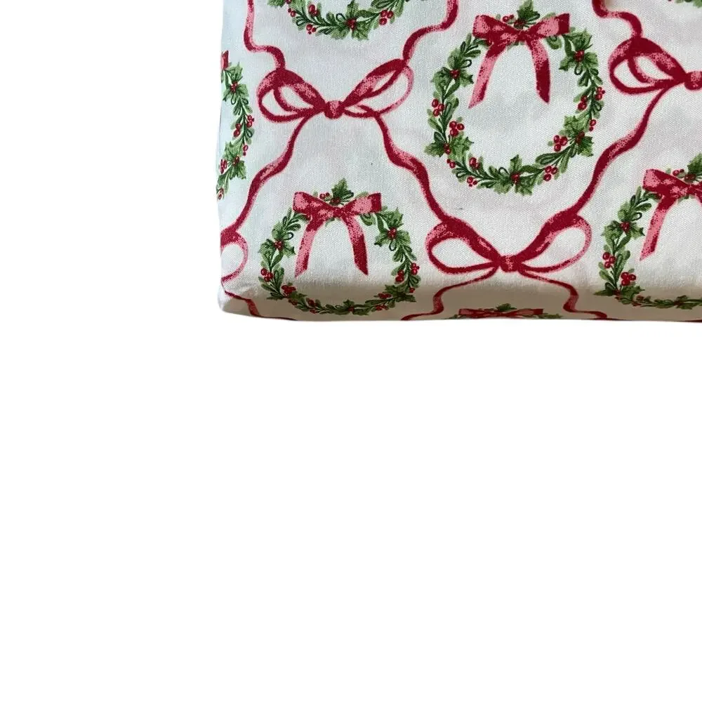 Envogue FULL 4pc Sheet Set Holiday Bows & Wreath Holiday Bedding Green Red NEW